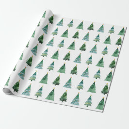 Waterverf Winterboom Kerstverpakking Cadeaupapier