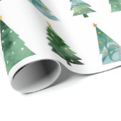 Waterverf Winterboom Kerstverpakking Cadeaupapier (Rol Hoek)