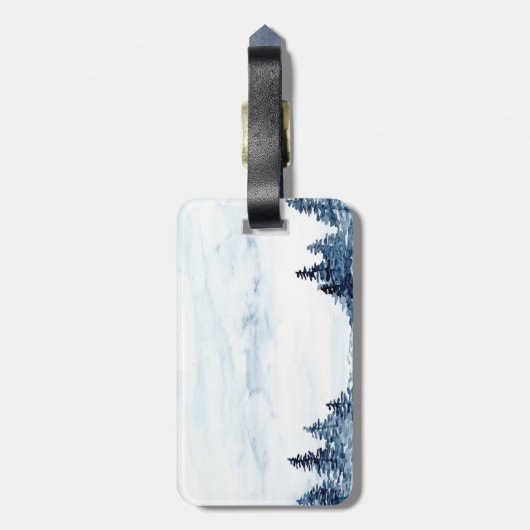 Waterverf winterboom, landschap bagagelabel (Achterkant verticaal)