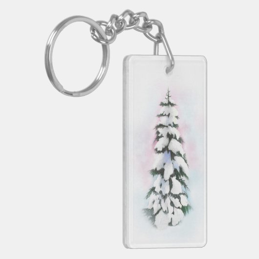 Waterverf winterboom sleutelhanger (Voorkant Links)