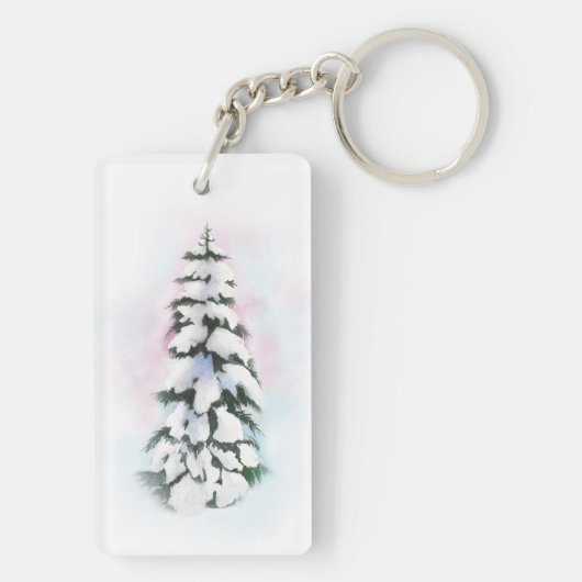 Waterverf winterboom sleutelhanger (achterkant)