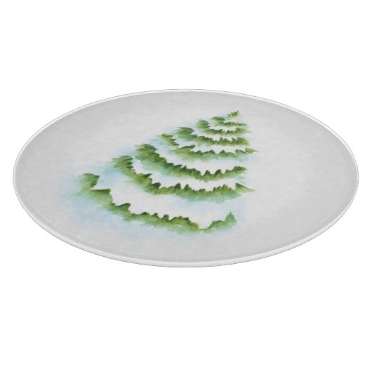 Waterverf winterboom snijplank (Hoek)