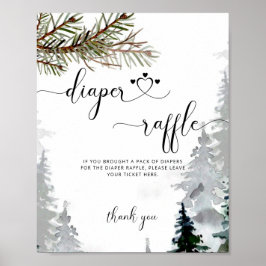 Waterverf Winterbos Baby shower Poster