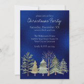 Waterverf Winterbos bij Nachtbomen op Blauw Kaart (Voorkant)