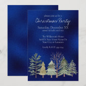 Waterverf Winterbos bij Nachtbomen op Blauw Kaart (Voorkant / Achterkant)