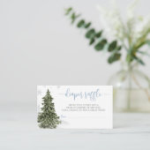 Waterverf Winterbos Blauwe Luier Raffle Ticket Informatiekaartje (Staand voorkant)