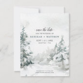 Waterverf winterbos | De foto bewaart de Datum Save The Date (Achterkant)
