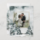 Waterverf winterbos | De foto bewaart de Datum Save The Date (Voorkant / Achterkant)