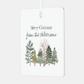 Waterverf Winterbos Eenvoudige Bomen Metalen Ornament (Voorkant links)