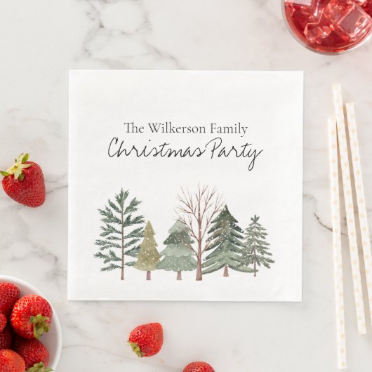 Waterverf Winterbos Eenvoudige Bomen Servet (Insitu)