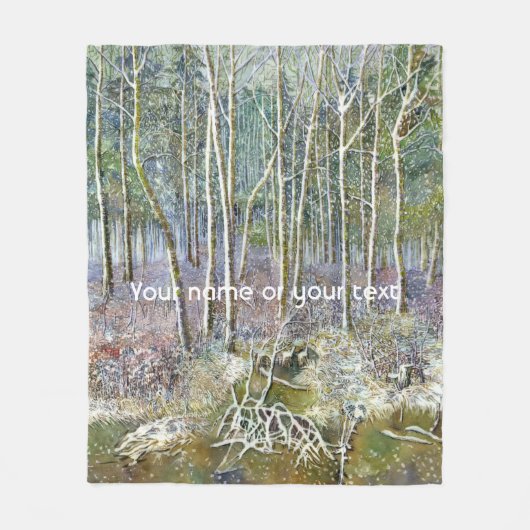 waterverf winterbos fleece deken (Voorkant)
