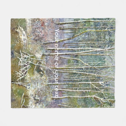 waterverf winterbos fleece deken (Voorkant (Horizontaal))