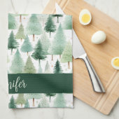 Waterverf Winterbos gepersonaliseerd Theedoek (Quarter Fold)