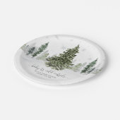 Waterverf Winterbos grijs Baby shower Papieren Bordje (Gekanteld)
