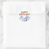 Waterverf Winterbos "Happy Birthday" Ronde Sticker (Tas)