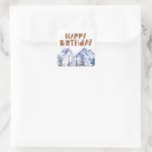 Waterverf Winterbos "Happy Birthday" Vierkante Sticker (Tas)