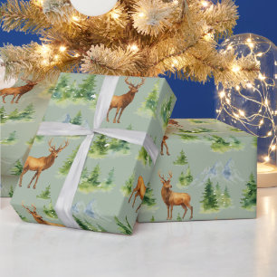 Waterverf Winterbos - Herten en Besneeuwde Bomen - Cadeaupapier