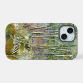 waterverf winterbos iPhone 15 case (Achterkant horizontaal)