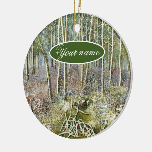 waterverf winterbos keramisch ornament (Links)