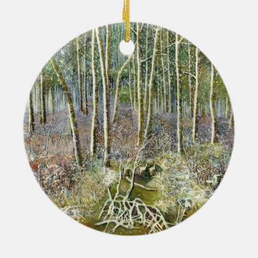 waterverf winterbos keramisch ornament (Achterkant)