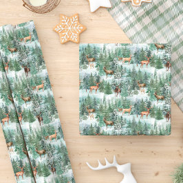 Waterverf Winterbos met kerstmis Cadeaupapier