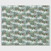 Waterverf Winterbos met kerstmis Cadeaupapier (Vlak)
