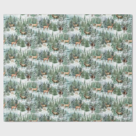 Waterverf Winterbos met kerstmis Cadeaupapier (Vlak)