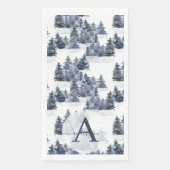 Waterverf Winterbos Monogrammed Kerstmis Servet (Voorkant)