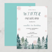 Waterverf Winterbos Onederland 1e verjaardag Kaart (Voorkant / Achterkant)