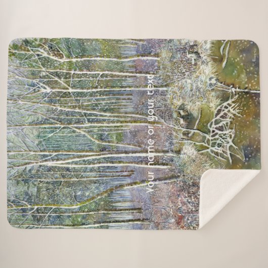 waterverf winterbos sherpa deken (Voorkant (horizontaal))