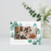 Waterverf Winterbos Vakantie Foto Briefkaart (Staand voorkant)