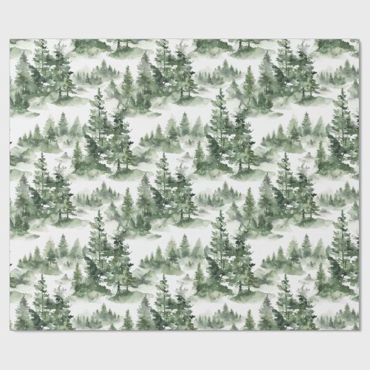 Waterverf winterbospatroon cadeaupapier (Vlak)