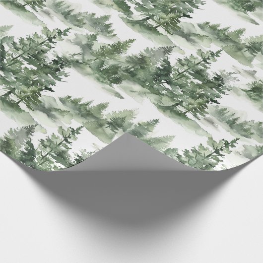 Waterverf winterbospatroon cadeaupapier (Hoek)