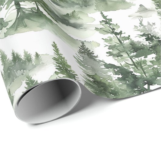 Waterverf winterbospatroon cadeaupapier (Rol Hoek)