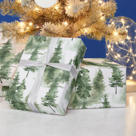 Waterverf winterbospatroon cadeaupapier