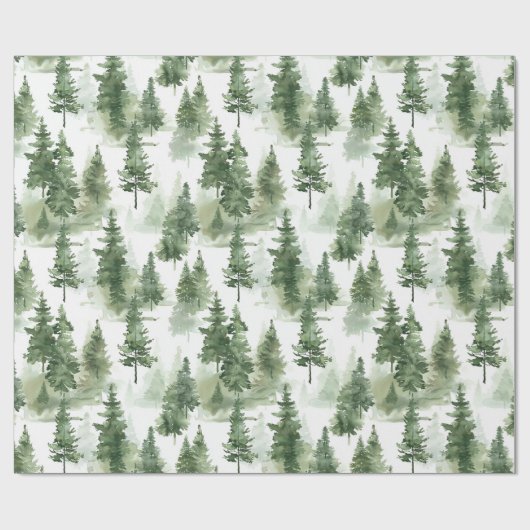 Waterverf winterbospatroon cadeaupapier (Vlak)