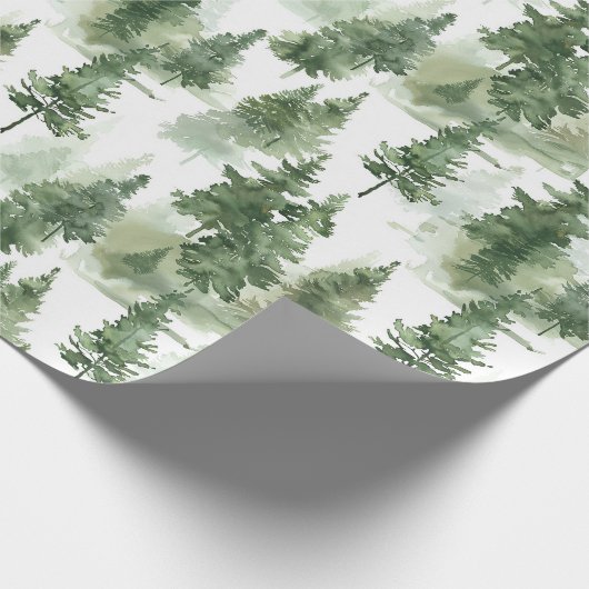 Waterverf winterbospatroon cadeaupapier (Hoek)