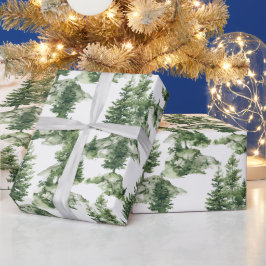 Waterverf winterbospatroon cadeaupapier