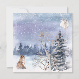 Waterverf Winterbossen Fox, Uil & Moon Kaart