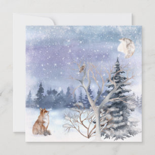 Waterverf Winterbossen Fox, Uil & Moon Kaart