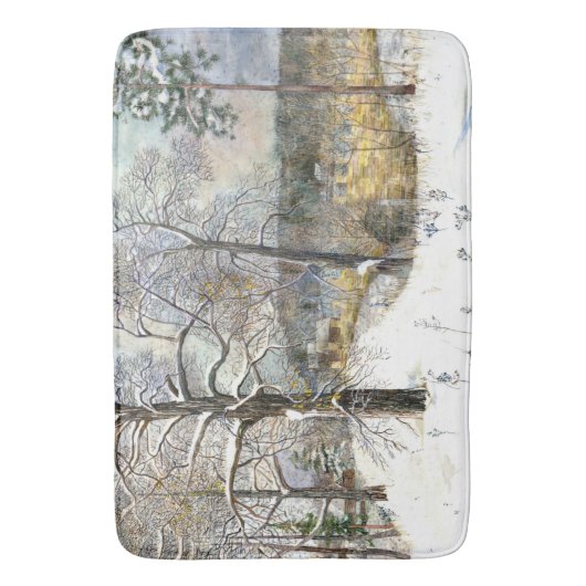 waterverf winterbrug badmat (Voorkant Verticaal)