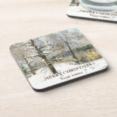 Waterverf winterbrug bier onderzetter (Linkerzijde)