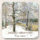 Waterverf winterbrug bier onderzetter (Voorkant)