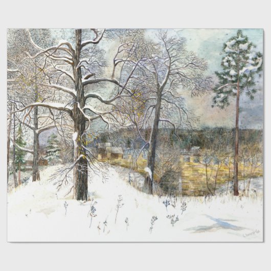 waterverf winterbrug cadeaupapier (Vlak)