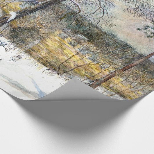 waterverf winterbrug cadeaupapier (Hoek)