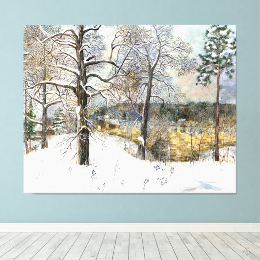 waterverf winterbrug canvas afdruk (Insitu (Houten vloer))