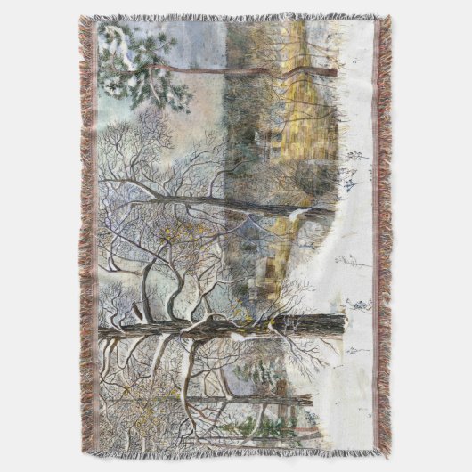 waterverf winterbrug deken (Voorkant Verticaal)