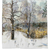 waterverf winterbrug douchegordijn (Voorkant)