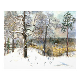 waterverf winterbrug foto afdruk