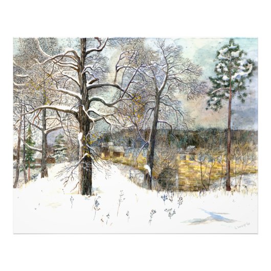 waterverf winterbrug foto afdruk (Voorkant)